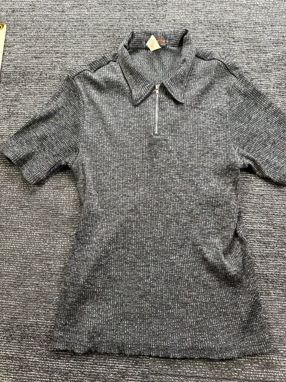 Dangerous Willie Mens Quarter Zip Polo Shirt Gray Ribbed Knit Made USA